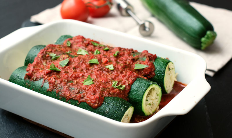 Zucchini-Cannelloni mit Zitronen-Reis-Füllung - RESIPIS