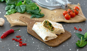 Burritos mit Hackfleisch und frischem Spinat